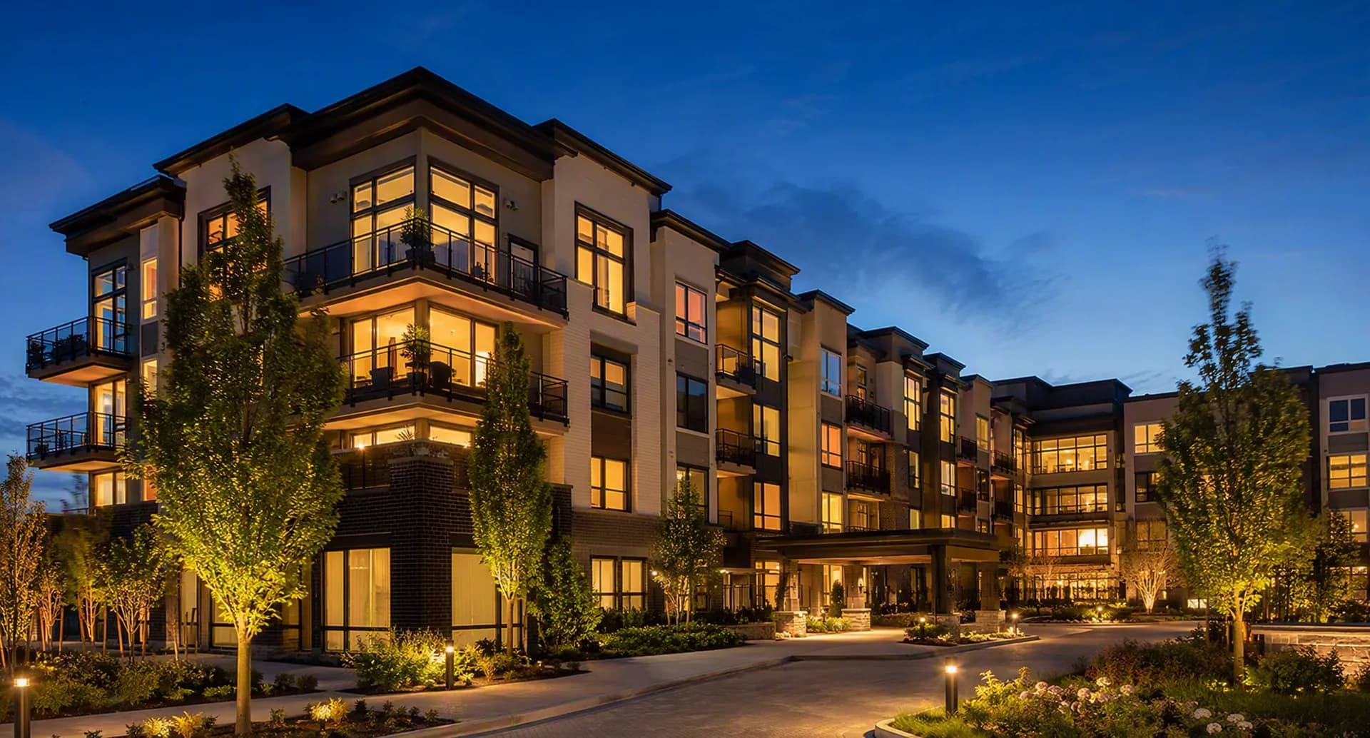 Residential community at dusk, the kind of income stream park lenders underwrite
